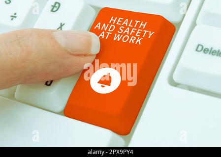 Légende conceptuelle Santé et sécurité au travail, photo conceptuelle procédures sécurisées prévention des accidents éviter tout danger Banque D'Images