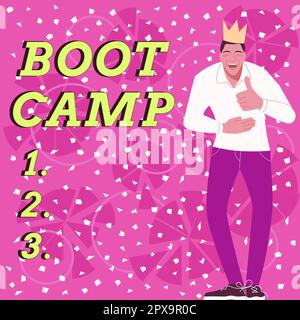 Texte montrant inspiration Boot Camp, Business idée camp d'entraînement militaire pour les nouvelles recrues discipline dure Fitness Banque D'Images