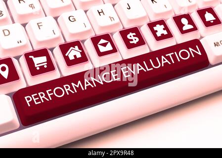 Affiche textuelle montrant l'évaluation de la performance, idée d'entreprise le développement et la planification d'action d'une autre Banque D'Images