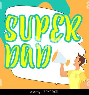 Affiche montrant Super papa, Internet concept enfants idol et super héros une inspiration à regarder sur Banque D'Images
