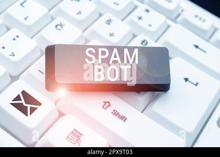 Signature d'écriture à la main Spam Bot, Business Approach autonome programme sur l'Internet qui envoie le spam aux utilisateurs Banque D'Images