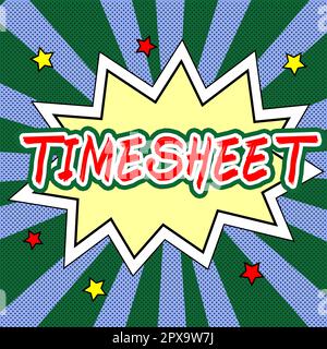 Affichage conceptuel feuille de temps, photo conceptuelle représentation graphique de la période pendant laquelle les événements sont marqués Banque D'Images