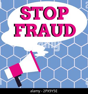 L'écriture affichant le texte Stop Fraud, Business overview campagne conseille les gens de surveiller leurs transactions d'argent Banque D'Images