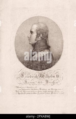 Portrait de Frederick William III de Prusse. 1807 Frederick William III (1770 – 1840) fut roi de Prusse du 16 novembre 1797 jusqu'à sa mort en 1840. Il fut simultanément électeur de Brandebourg dans le Saint Empire romain jusqu'au 6 août 1806, lorsque l'Empire fut dissous. Banque D'Images