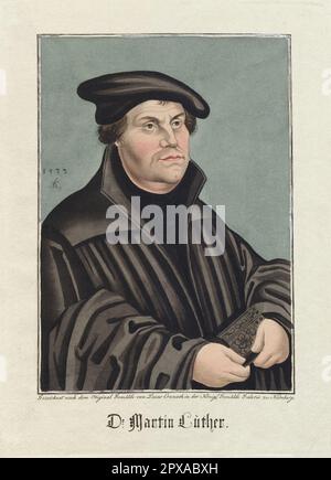 Portrait du Dr. Martin Luther, 1820 Martin Luther (1483 – 1546) est un professeur allemand de théologie, prêtre, auteur, compositeur, ancien moine Augustinien et est plus connu comme une figure séminale dans la réforme protestante et comme le homonyme du luthéanisme. Banque D'Images