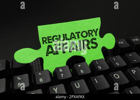 Rédaction affichant le texte Affaires réglementaires, mot pour le désir des gouvernements de protéger la santé publique Banque D'Images