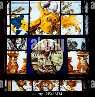 Détail fenêtre est, St. Église Andrew, rue Cranford Andrew, Northamptonshire, Angleterre, Royaume-Uni Banque D'Images