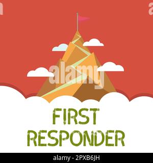 Signe d'écriture à la main First Responder, concept signifiant une personne qui est responsable d'aller immédiatement à l'accident Banque D'Images
