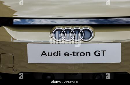 Minsk, Bélarus, mai 2023 - Audi e-tron GT est une voiture exécutive électrique à batterie Banque D'Images