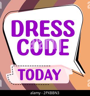 Affiche de texte montrant le code vestimentaire, idée d'affaires une façon acceptée de s'habiller pour une occasion ou un groupe particulier Banque D'Images