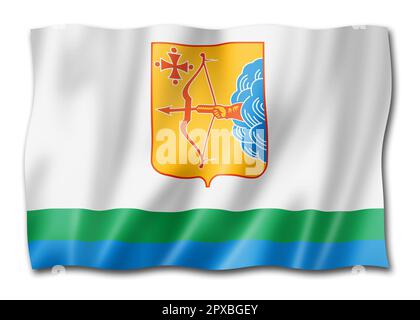 Kirov State - Oblast - drapeau, Russie Waving banner collection. 3D illustration Banque D'Images