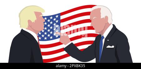 Illustration de Joe Biden devant Donald Trump. Illustration de l'élection présidentielle AMÉRICAINE Illustration de Vecteur