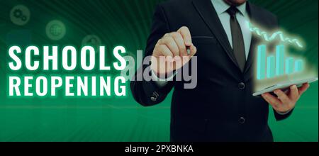 Légende conceptuelle réouverture des écoles, Word pour les classes est terminé pour le moment étant la fin de la journée d'école Banque D'Images