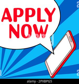 Rédaction affichage de texte appliquer maintenant, Internet concept un acte d'une personne pour acquérir le travail lié à la profession Banque D'Images