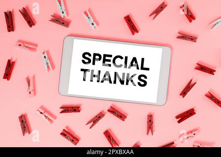 Rédaction affichant un texte Merci spécial, Aperçu de l'entreprise expression d'appréciation ou de gratitude ou d'une reconnaissance Banque D'Images