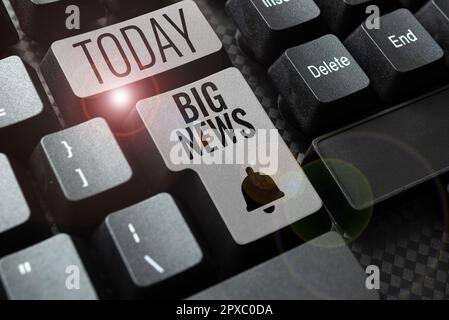 Affiche de texte montrant Big News, concept Internet savoir des actions personne n'a entendu parler d'elle encore journaliste Teleporter Banque D'Images