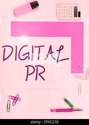 Légende de texte présentant Digital Pr, Word pour la stratégie de marketing utilisé pour augmenter leur présence en ligne Banque D'Images