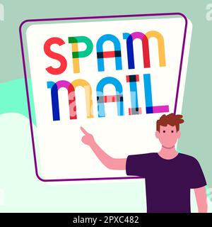 Affichage conceptuel Spam Mail, Word écrit sur la publicité intrusive messages inappropriés envoyés sur Internet Banque D'Images