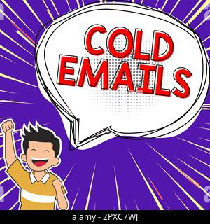 Légende de texte présentant des e-mails froids, Word écrit sur un e-mail non sollicité envoyé à un destinataire sans contact préalable Banque D'Images