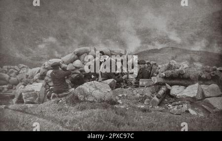 Première Guerre mondiale La France en guerre. En Alsace, 15 juin 1915 : bombardement des tranchées allemandes du Braunopf. À 16 h 30, le même jour, les combattants français ont lancé un assaut sur le poste. Banque D'Images