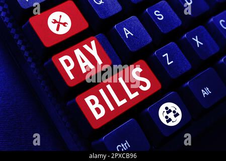 Rédaction affichant le texte factures de paiement, concept d'entreprise liste des dépenses à payer montant total coûts ou dépenses Banque D'Images