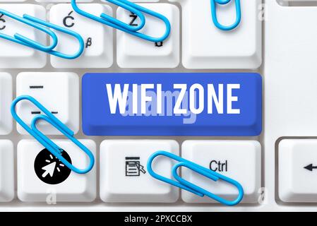 Légende de texte présentant WiFi zone, Business IDEA fournissent Internet haut débit sans fil et connexions réseau Banque D'Images