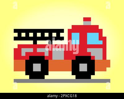 image de camion de tir de pixel 8 bits. Voiture dans l'illustration vectorielle du motif de point de croix. Illustration de Vecteur