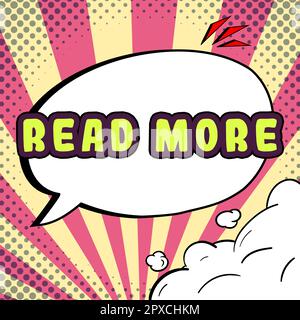 Rédaction affichage de texte Lire la suite, concept signification fournir plus de temps ou de lecture complète pour un sujet ou un élément spécifique Banque D'Images