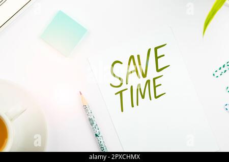 Écriture de texte Gagnez du temps, idée d'entreprise de faire quelque chose plus efficacement de sorte que moins de temps est nécessaire Banque D'Images