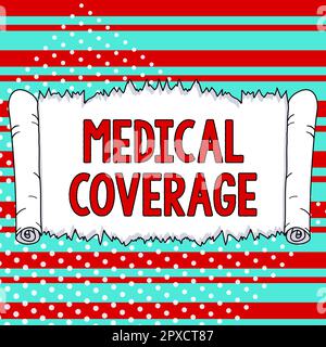 Légende conceptuelle couverture médicale, approche commerciale inclusion dans le cadre d'une police d'assurance ou d'un plan de protection médicale Banque D'Images