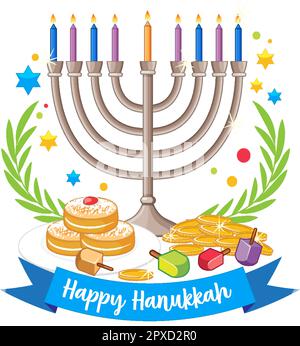 Illustration de la bannière Happy Hanukkah Illustration de Vecteur