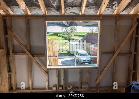 Travaux de construction d'une maison géorgienne dans le Yorkshire, Royaume-Uni Banque D'Images