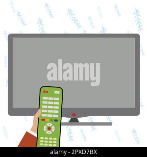 Illustration du téléviseur et de la télécommande. Informations importantes à l'écran. Banque D'Images