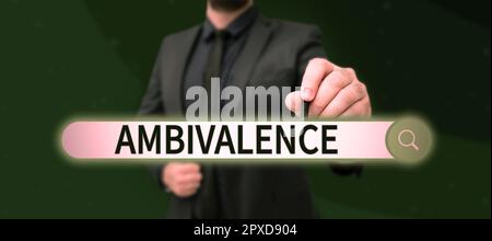 Légende de texte présentant ambivalence, attitudes ou sentiments de la photo conceptuelle attraction et répulsion à un objet personne ou action Banque D'Images