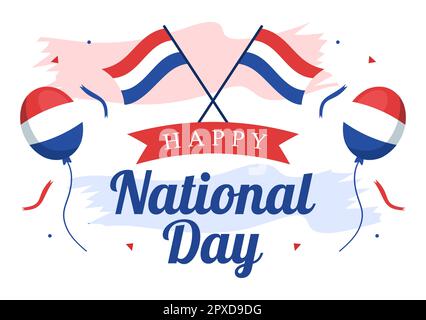 Bonne illustration de la Journée nationale des pays-Bas avec drapeau des pays-Bas pour bannière Web ou page d'arrivée dans des modèles dessinés à la main de dessin animé à plat de dessin animé Banque D'Images