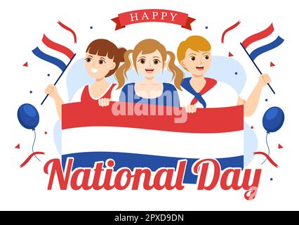 Bonne illustration de la Journée nationale des pays-Bas avec drapeau des pays-Bas pour bannière Web ou page d'arrivée dans des modèles dessinés à la main de dessin animé à plat de dessin animé Banque D'Images