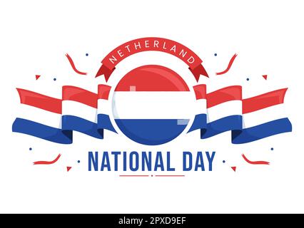 Bonne illustration de la Journée nationale des pays-Bas avec drapeau des pays-Bas pour bannière Web ou page d'arrivée dans des modèles dessinés à la main de dessin animé à plat de dessin animé Banque D'Images