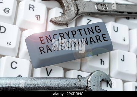 Affichage du panneau crypter ransomware, Business concept Protégez les données confidentielles contre les attaquants ayant accès Banque D'Images