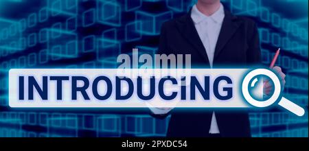 Légende de texte présentant Présentation, Business Showcase présentant un sujet ou une personne approche initiale première réunion Banque D'Images