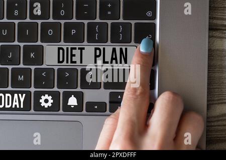 Affiche textuelle montrant le plan de régime alimentaire, concept d'affaires utilisation de l'apport nutritionnel spécifique pour des raisons de gestion de la santé Banque D'Images