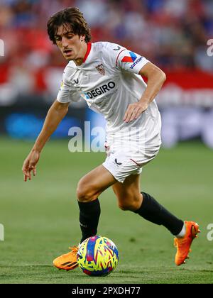 Bryan Gil du FC Séville pendant le match de la Ligue entre le FC Séville et le FC Gérone joué au stade Sanchez Pizjuan sur 01 mai 2023 à Séville, Espagne.(photo par Antonio Pozo / PRESSIN) Banque D'Images