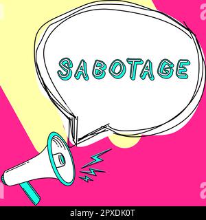 Affiche montrant sabotage, mot pour la destruction des outils et des matériaux d'un employeur par les travailleurs Banque D'Images