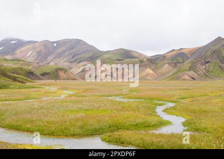 Landmannalaugar salon paysage, la Réserve Naturelle de Fjallabak, Islande. Montagnes de couleur Banque D'Images