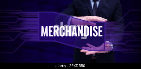 Inspiration montrant l'enseigne marchandises, concept commercial les marchandises ou les marchandises qui sont achetées et vendues dans l'entreprise Banque D'Images