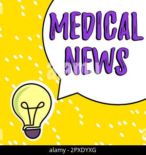 Affiche présentant des nouvelles médicales, un rapport de présentation d'entreprise ou des informations importantes sur la percée médicale Banque D'Images