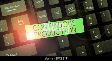 Légende de texte présentant la production continue, la photo conceptuelle implique de petites améliorations cohérentes au fil du temps Banque D'Images