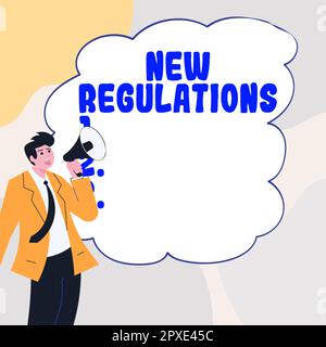 Inspiration montrant le signe Nouveau Règlement, concept signification Règlement contrôlant l'activité habituellement utilisée par les règles. Banque D'Images
