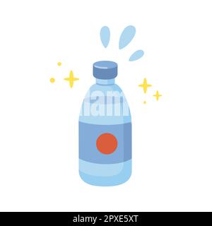 Illustration d'une bouteille d'eau à dessin animé. Illustration d'une icône de dessin animé vectorisé à la main. Bouteille d'eau en forme de caniche. Illustration de Vecteur