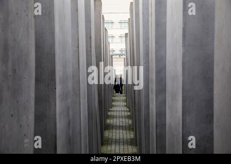 mémorial aux Juifs d'Europe assassinés, Mémorial de l'Holocauste, domaine des stelae conçu par Peter Eisenman Berlin, Allemagne. Denkmal fuer die ermordeten J. Banque D'Images