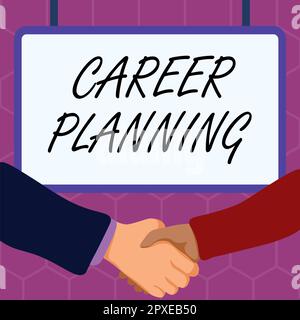 Affiche textuelle indiquant la planification de carrière, l'idée d'entreprise Une liste d'objectifs et les mesures que vous pouvez prendre pour les atteindre Banque D'Images